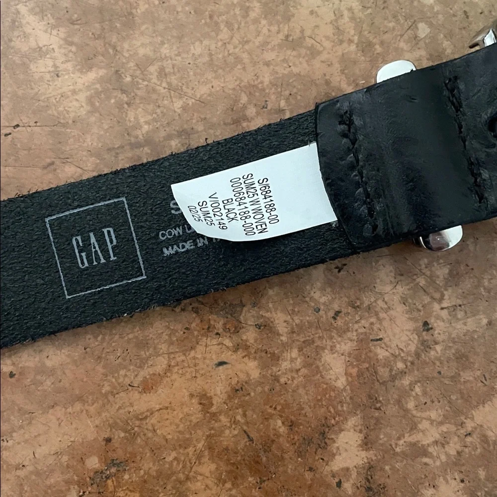 Women's GAP Size Small Black Leather Braided Belt Western with Metal Accent